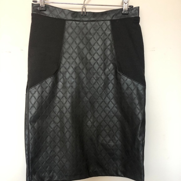 Adrienne | Faux Leather Pencil Skirt w/Hip Detail - Picture 1 of 4